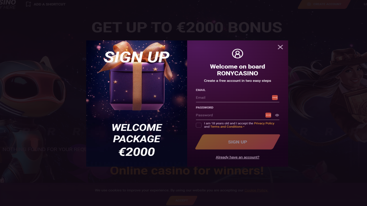 Rony Casino Registration